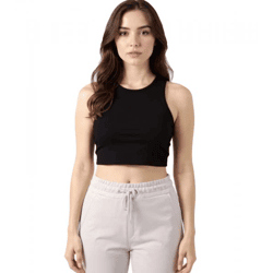 ZEGY Damen Crop-Top Tank-Top geripptes Baumwoll-Shirt ärmellos 1085 Schwarz