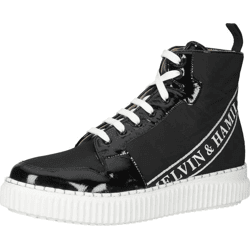 Modische Melvin & Hamilton Sneaker Schnürschuhe für Damen Nuri 14 119587 Baby Soft Patent Schwarz