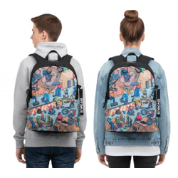 Rivacase Agora Urban Skaters Kinder-Rucksack für Mädchen und Jungen Alltags-Rucksack Schul-Rucksack 12L 5420 BK Schwarz/Bunt