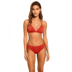 schlichte Damen Bikini Hose Bikini-Slip mit normalem Beinausschnitt Bademode 976280 Rostbraun