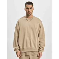 lässiges DEF Herren Sweatshirt Rippbündchen Oversize 360 g/m² mit Baumwolle Beige