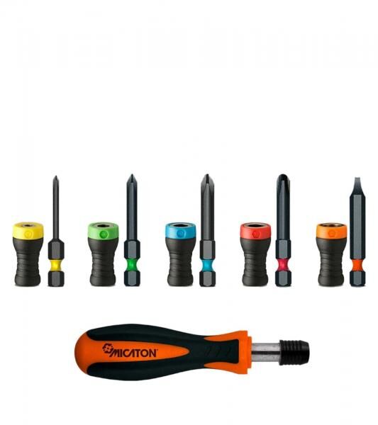 MICATON Magnet-Driver Schraubendreher-Set magnetischer Bit-Halter mit 5 magnetischen Aufsätzen & 5 verlängerten Bits (PH0, PH1, PH2, PH3,