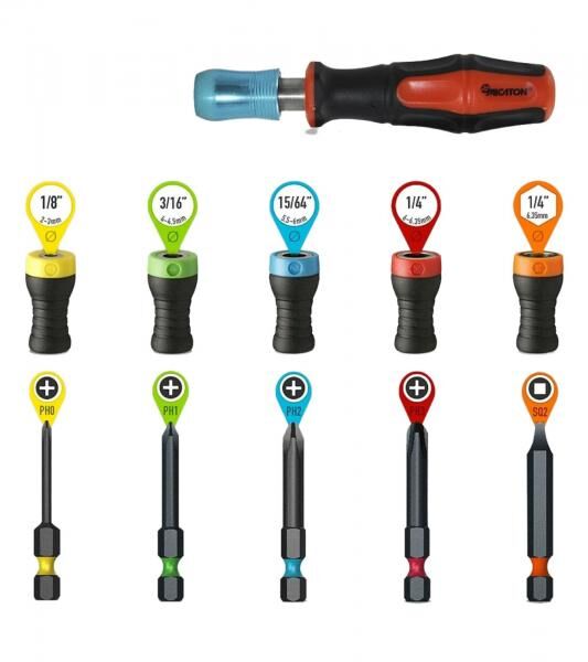 MICATON Magnet-Driver Schraubendreher-Set magnetischer Bit-Halter mit 5 magnetischen Aufsätzen & 5 verlängerten Bits (PH0, PH1, PH2, PH3,