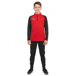 PUMA Teamliga 1/4 Zip Top Kinder Sweatshirt nachhaltiges Trainings-Shirt mit dryCELL Sport-Shirt 657237 01 Rot