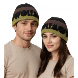 Wolfmother Beanie kuschelige Mütze stylische Strick-Beanie Fan-Artikel KC109932WLM Schwarz/Grau/Gelb