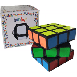 bonbae Zauberwürfel 3x3 für Kinder und Erwachsene Puzzle-Spiel fördert Konzentration Logik und Geschick Lern-Spiel Schwarz/Bunt