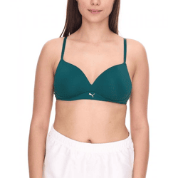 PUMA Soft Bra Damen Sport-BH sitzender Trainings-Bustier 935020 10 Grün