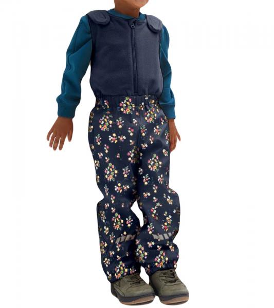 Kinder Regenhose mit reflektierenden Streifen Thermo-Latzhose für Jungen und Mädchen mit Blumen Muster Matsch-Hose Buddelhose 903967 Dunk