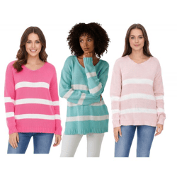 Aniston CASUAL Damen Strick-Pullover mit Baumwollanteil Alltags-Pullover Langarm-Shirt Pink, Rosa oder Türkis