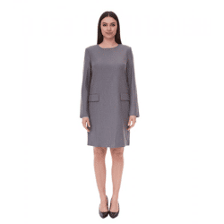 Damen nachhaltiges Kleid mit Schulterpolstern Business-Kleid mit Wollanteil Mini-Kleid 956968 Grau