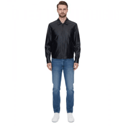 GUESS Herren Kunstlederjacke rockige Biker-Jacke mit Reverskragen Outdoor-Jacke M3YL20WF410 JTMU Schwarz