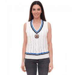 Tom Tailor Cable Damen Pullunder mit Zopfstrick 19092600 Wollweiß