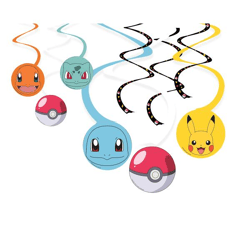 Pokémon - 6 Deko-Spiralen - 60 cm, 40 cm