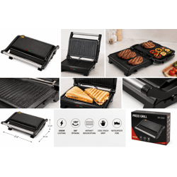 Kontaktgrill 1000 W – 180° aufklappbar – Antihaftbeschichtung