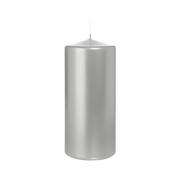 Gala Stumpenkerze silber 6,8 x 15 cm