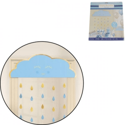 Door curtain baby shower blue/gold 193 cm