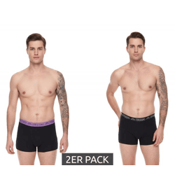2er Pack Kappa Herren Boxershorts mit Marken Schriftzug und Logo Unterhose 351K1JW ADM Schwarz/Violett