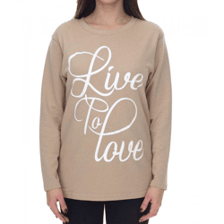 BOYSEN`S Sweater Damen Pullover Live to Love Schriftzug Baumwoll-Sweater 35082539 Beige