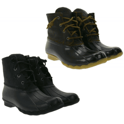 SPERRY Saltwater Damen Boots wasserdichte Stiefelette mit Echtleder und Wave-Siping-Technologie STS88108 STS91176 Schwarz oder Braun
