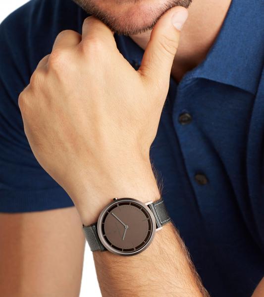 Pierre Cardin Herren Armband-Uhr analoge Quarz-Uhr mit Textil-Armband 3ATM 41mm CBV.1036 Grau/Braun