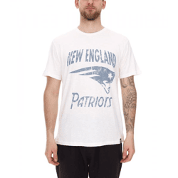 RE:COVERED X NFL New England Patriots Herren T-Shirt mit Logo-Print Baumwoll-Shirt Rundhals-Shirt PCNFL920 Ecru-Weiß