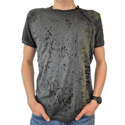 Herren T-Shirt mit Plunderer & Exploiter Print Baumwoll-Shirt Rundhals-Shirt R-15191 Dunkelgrau