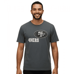 RE:COVERED X NFL San Francisco 49érs Herren T-Shirt mit Logo-Print Baumwoll-Shirt Rundhals-Shirt RCNFL1317A Grau