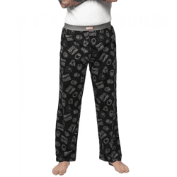 RE:COVERED X MARVEL Comics Hero Loungepants Herren Schlafanzug-Hose mit Marvel-Figuren-Print Pyjama-Hose MMDIF1485 Schwarz/Grau