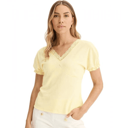 Damen T-Shirt mit dekorativen Elementen Kurzarm-Shirt 919297 Gelb