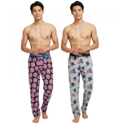 RE:COVERED X MARVEL Loungepants Herren Schlafanzug-Hose Pyjama-Hose mit Captain America oder Marvel-Figuren PCMARV50 Blau/Rot oder Grau