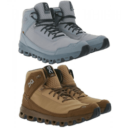ON Running Cloudridge Women's Hiking Shoes: Waterproof Trekking Boots with CloudTec Cushioning; Sneaker-Style Boots in Light Blue or Brown