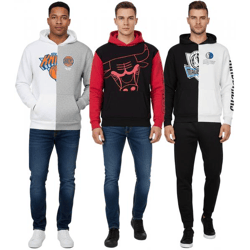 Hollister X NBA Herren Hoodie mit Team-Logo-Aufdruck Baumwoll-Pullover 322-221-1590 verschiedene Modelle New York Knicks (Grau/weiß), Dall