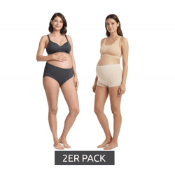 2er Pack Damen Umstands-Slip Unterwäsche aus Bio-Baumwolle Schwangerschafts-Unterhose 966263 Beige/Anthrazit