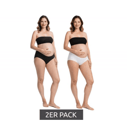 2er Pack Damen Umstands-Slip Unterwäsche aus Bio-Baumwolle Schwangerschafts-Unterhose 944207 Schwarz/Weiß