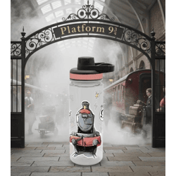 Harry Potter Trinkflasche „Hogwarts Express“ 700 ml mit Schraubdeckel im magischen Design Transparent/Rosa