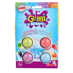 GLIBBI Badekugeln Blubber Sprudelnder Badezusatz für Kinder ab 3 Jahren  4x Badebomben mit Farbe & Duft Bunt