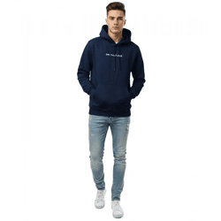 kuscheliger ON THAT ASS Xavier Herren Hoody Kapuzen-Pullover Baumwoll-Sweater mit Kängurutasche Fleece gefüttert Hoodie Navy-Blau