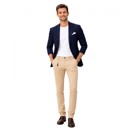 PAUL & SHARK Chino-Hose Slim Fit – Herren Chino aus Leinen & Baumwolle mit Logo-Anhänger 0170069-3 Beige 