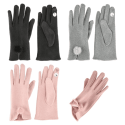 Damen Handschuhe Bommel mit Touch