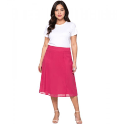 sheego Damen Rock in leicht ausgestellter Form Chiffon-Rock Große Größen 127158 Rosa