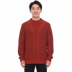 Herren Strick-Pullover mit Zopfmuster nachhaltiger Rundhals-Sweater 970108 Rost-Braun