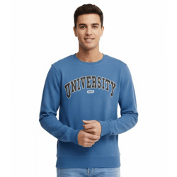 11 PROJECT Davin Herren Sweater mit UNIVERSITY Frontprint Baumwoll-Sweatshirt 20715943 194039 Blau