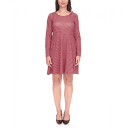 Aniston CASUAL Damen Mini-Kleid stylisches Sommer-Kleid Langarm-Kleid 70060254 Rosa/Schwarz/Rot