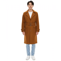 Mantel für Herren mit Woll-Anteil Herbst-Jacke mit Gürtel Langarm mit Knöpfen Winter-Jacke 936768 Braun