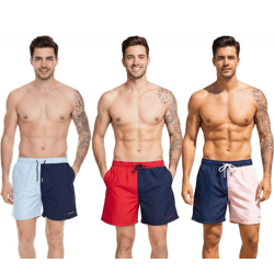 Pierre Cardin Herren Schwimm-Hose Badehose modische Schwimm-Shorts LA205027 Rot/Navy, Navy/Rosa oder Blau