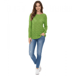 Aniston Damen Langarm-Shirt mit Rücken-Cut-Out Alltags-Pullover Sommer-Shirt 48676348 Grün