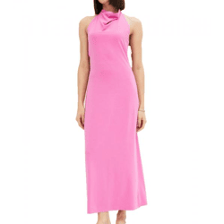 langes Damen Sommer-Kleid Neckholder-Kleid mit extravagantem Rücken Maxi-Kleid 905374 Pink