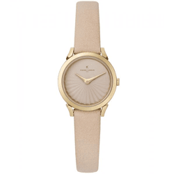 Pierre Cardin Damen Armband-Uhr schlichtes Ziffernblatt analoge Quarz-Uhr mit Leder-Armband 3ATM 27mm CPI.2508 Beige/Gold