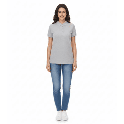 SANTINO Mika Polo-Shirt aus Bio-Baumwolle Polo-Hemd mit 4er Knopfleiste Kurzarm-Shirt meliert 210 gr/m2 Grau