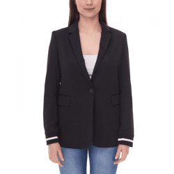 AjC Damen Blazer hüftlanger Boyfriend-Blazer mit Innenfutter und Ein-Knopf-Verschluss 21639409 Schwarz